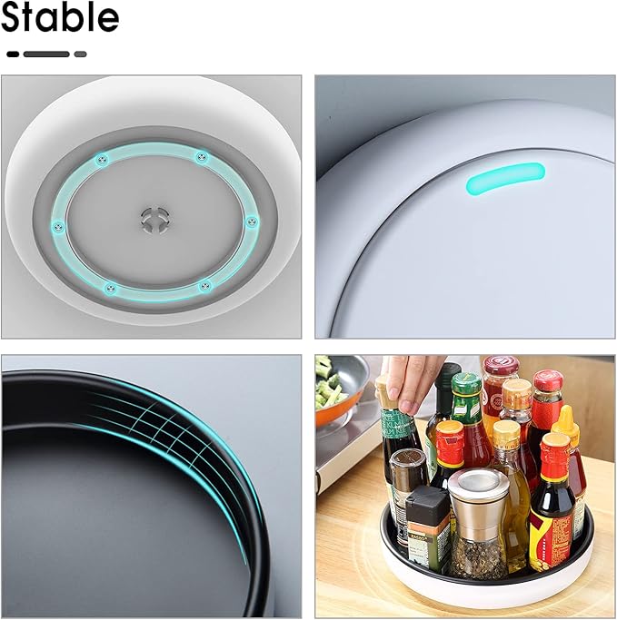 LAMY Lazy Susan Organizer, 10-Inch Lazy Susan Turntable for Cabinet, Refrigerator, Dining Table and Table top - Versatile Organizers and Storage Solution for Kitchen, Pantry, and Bathroom - Black