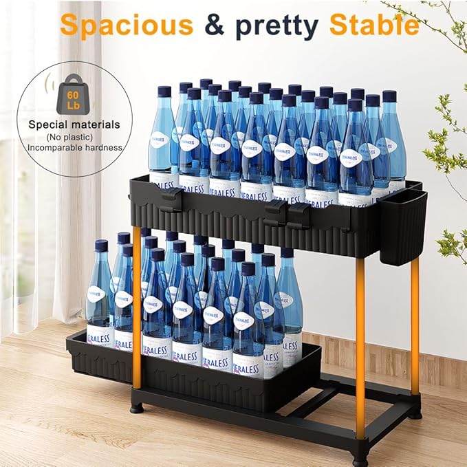 3 Sets of Under Sink Organizers, 2-Tier Multi-Use Kitchen and Bathroom Organizers and Storage with Sliding Drawers，Bathroom Cabinet Organizer (Black)
