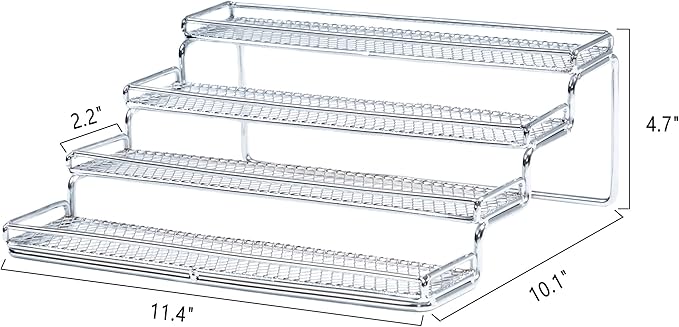 MEIQIHOME 4 Tier Spice Rack Organizer Step Shelf Countertop Spice Storage Holder, for Kitchen Cabinet Cupboard Pantry, Metal, Chrome