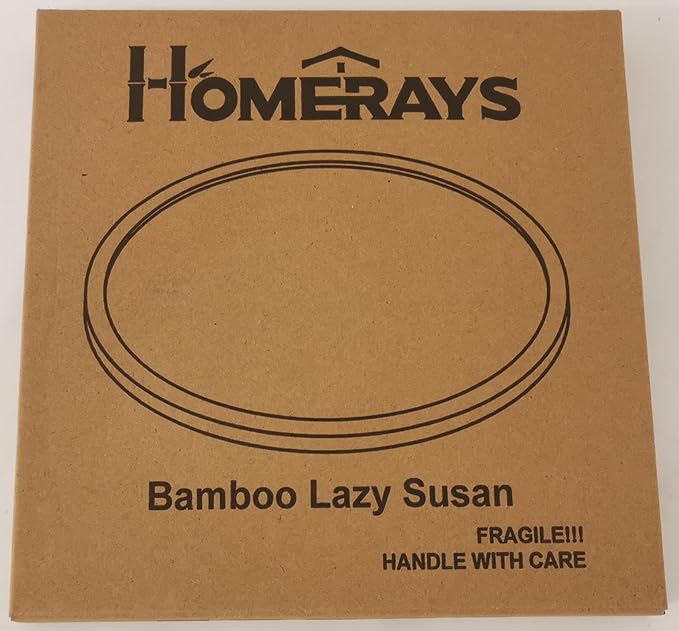 Lazy Susan Organizer Homerays 10 Inch Non-Skid Bamboo Lazy Susan for Kitchen Rotating Spice Rack for Kitchen Cabinet, Wood Turntable for Kitchen Countertop Organizer Black