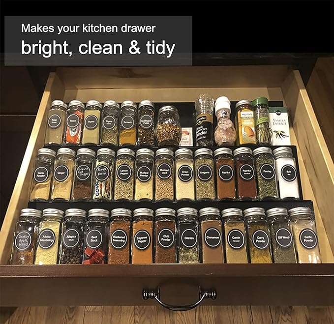 Artibear Expandable Spice Rack Drawer Organizer for 8" to 24" Kitchen Cabinets Drawer Tray, Set of 9