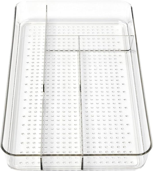 Dial Industries Small Cutlery, Utensil, Silverware Kitchen Drawer Organizer Tray, Clear