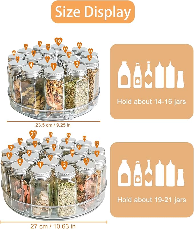 Roninkier Clear Lazy-Susan Turntable Cabinet-Organizer – 2-Pack 11-Inch Lazy Susan Spice Rack Storage for Fridge Refrigerator Pantry