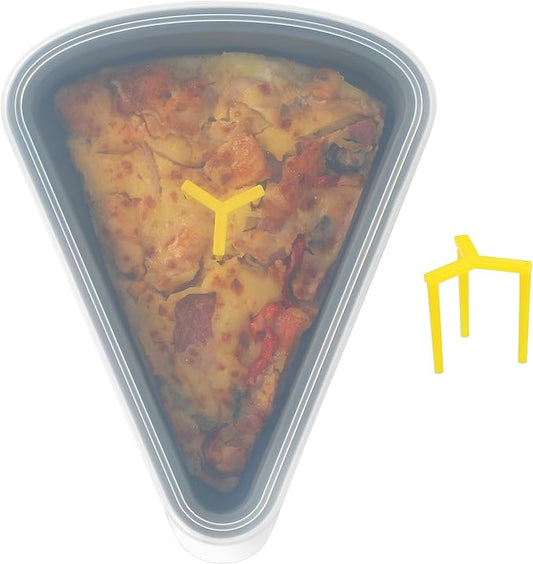 3sets Reusable Silicone Leftover Pizza Slice Storage Container with Air-tight Lids-BPA Free,Fits Single Slice up to 16”,Save Space,Refrigerator organizer(3 Space Grey)