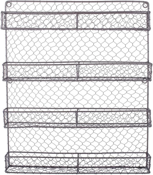DII Farmhouse Vintage Decorative Metal Pantry Spice Rack Organizer, 17Lx2.3Wx20H, 4 Tier Spice Rack - Rustic