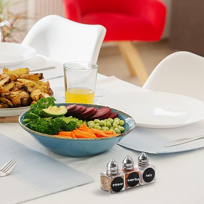 ZEAYEA Set of 24 Small Salt and Pepper Shakers, 0.5 oz Mini Glass Seasoning Jars with Funnel, Glass Cube Body Spice Shakers for Wedding, Party, Restaurant, Home Kitchen Supplies