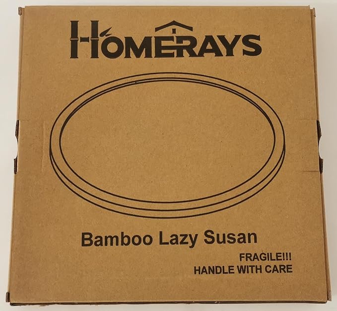 Lazy Susan Organizer Homerays 10 Inch Non-Skid Bamboo Lazy Susan for Kitchen Rotating Spice Rack for Kitchen Cabinet, Wood Turntable for Kitchen Countertop Organizer White