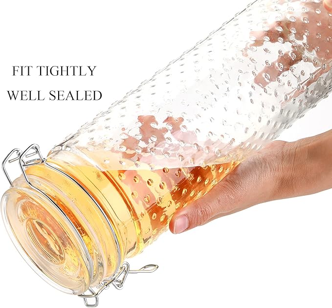 Yesland 2 Pcs 60 Oz Glass Food Storage Jar Canister with Airtight Seal Lid - Large Noodle Holder/Spaghetti Storage Container - Cereal Containers for Kitchen Canning, Pasta, Sugar, Beans and Spice