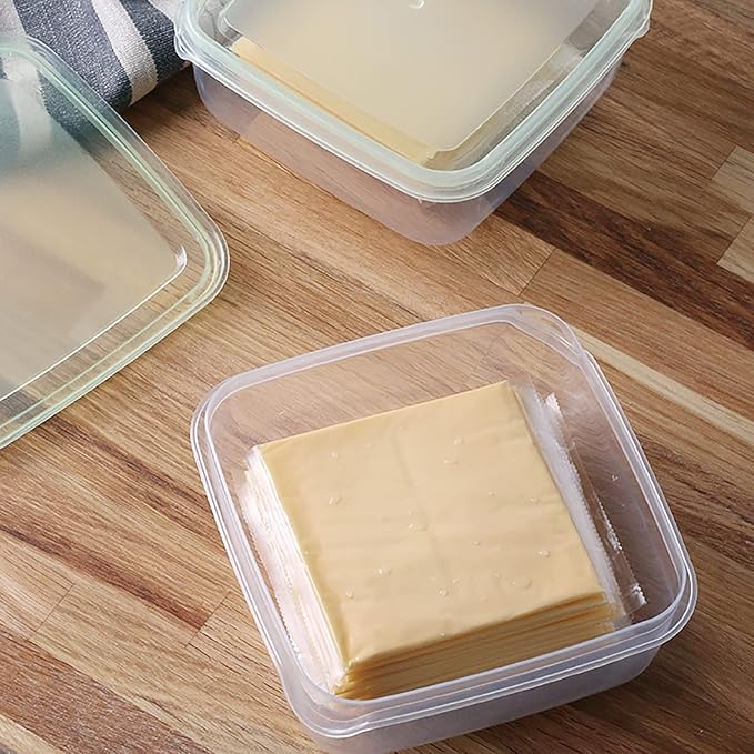 2 Pack-Cheese Slicer Storage Containers with Lids, Airtight, Keeps Slice Fresh and Delicious, Reusable Cheese Preservation Container for Fridge