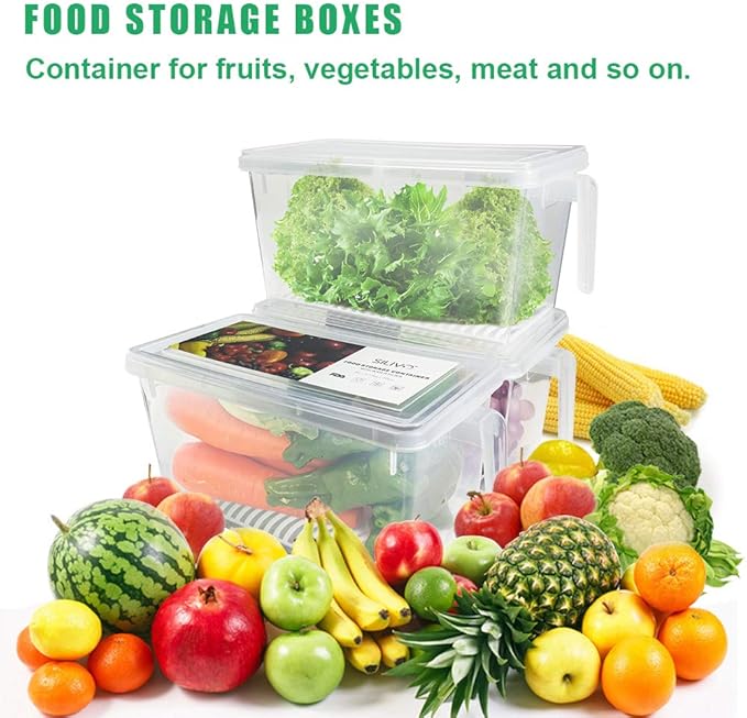 SILIVO Lettuce Keeper for Fridge(3 Pack)- 4.5L Vegetable Storage Containers for Refrigerator with Drain Tray Keep Fresh for Veggies and Salad