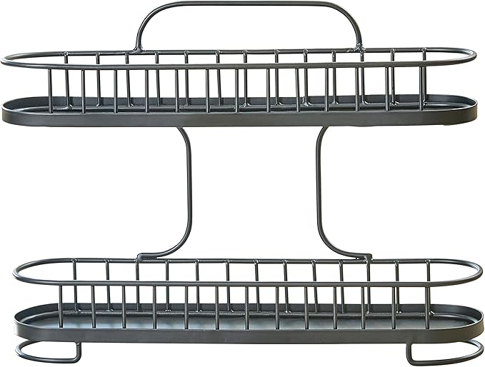 Spectrum Yumi 2-Tier Spice Rack (Black) | Dining Table & Kitchen Counter Organizer, Modern Spice Rack Stand | Yumi Collection
