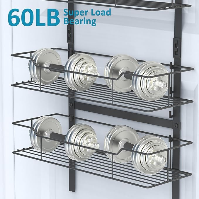 Over the Door Pantry Organizer, 8-Tier Pantry Door Organizers and Storage, Hanging Kitchen Spice Rack Organizer for Pantry Door, Easy Install, Behind Door Kitchen Storage Rack, Black