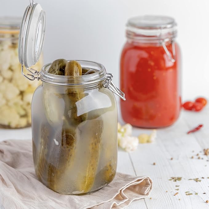 Galashield Glass Jars with Lids Food Storage Jars with Airtight Lids Leak Proof Glass Canisters Kitchen [50 oz]