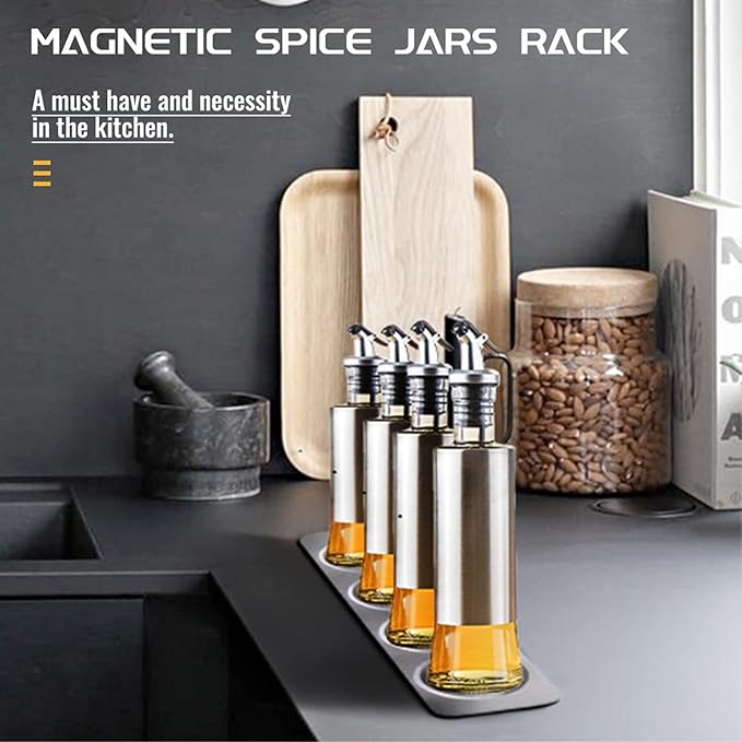 HexEh Silver Wall Mounted Base for Home Kitchen Spice Jars Supplies Stainless Steel Wall Kitchen Storage and Organization Plate Base