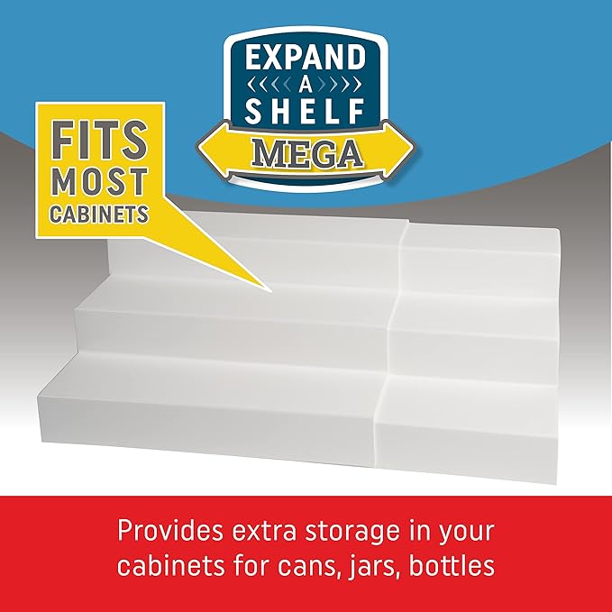 Dial Industries 3 Tier Adjustable Canned Goods Shelves for Kitchen Cabinet and Pantry Organization, Expand A Shelf, Mega