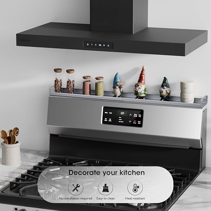 Bumusty 4X Strong Magnetic Rack for Stove Top, 30" Adjustable Oven Spice Rack, Seasoning Organizer Kitchen Shelves, Grey