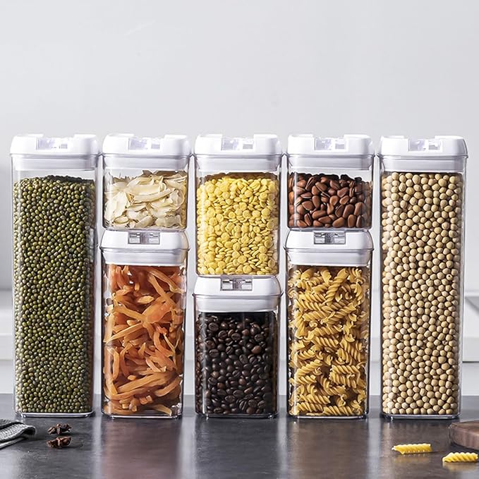 8.6Cup Sealed Food Storage Container, Fridge Organizer Bins with Venting Mechanism for Kitchen, Freezable Airtight Leak-Proof Stackable Plastic Clear