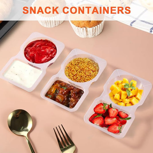 20 PCS Snack Containers with Lid, Leakproof Dipping Containers with 2 Compartments,Reusable Snack Pack Containers, Portion Control Condiment Container