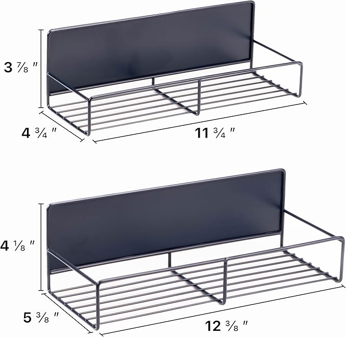 Strong Magnetic Spice Rack For Refrigerator, Large Size Space Saving Organizer, Durable Shelf for Oven, Fridge - 4 Pack - Iron - Midnight Blue