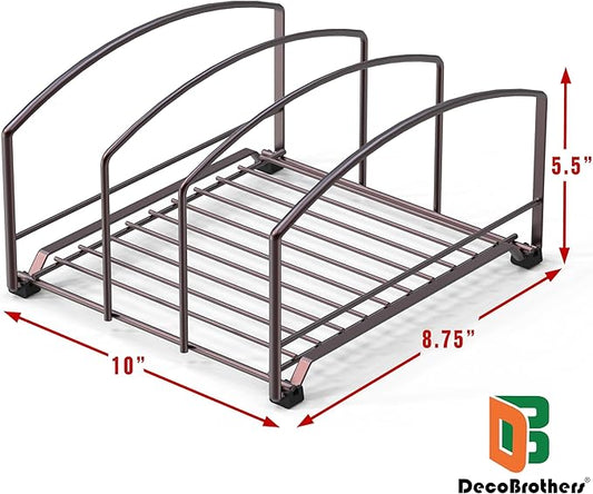Deco Brothers Cookware Organizer Rack for Kitchen Cabinet, 3 Slot Holder, Bronze