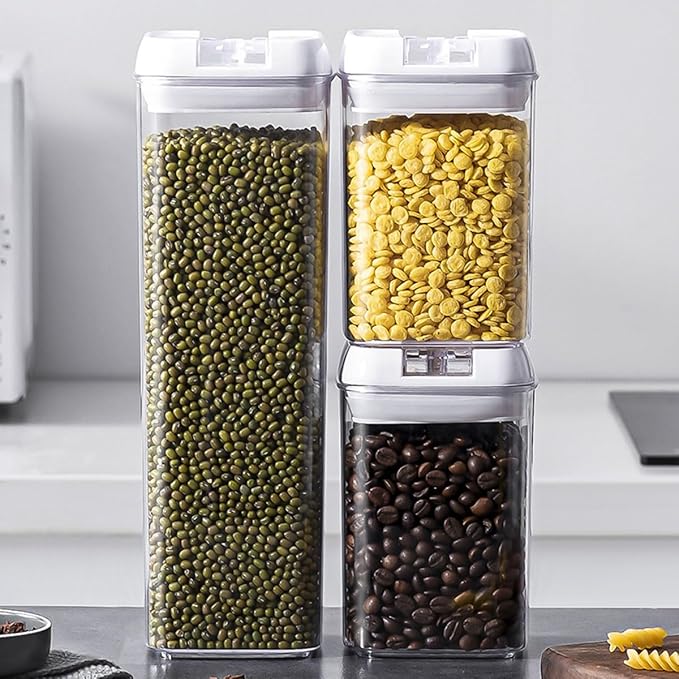 8.6Cup Sealed Food Storage Container, Fridge Organizer Bins with Venting Mechanism for Kitchen, Freezable Airtight Leak-Proof Stackable Plastic Clear