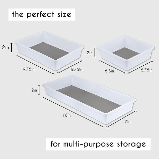 Drawer Organizers 3-Size | Kitchen, Desk, Junk Drawer Organization & Storage Tray [6 Pcs]