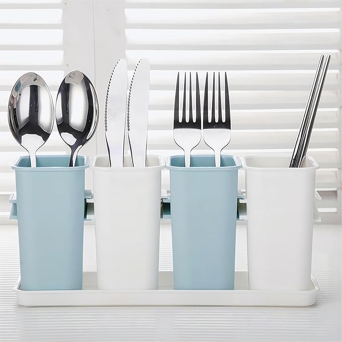 Kitchen Utensil Holder Organizer Silverware Flatware Cutlery Caddy Plastic Utensils Kitchen Countertop Organizer and Storage Spoon Fork Cooking Utensil Holder for Party Kitchen Accessories