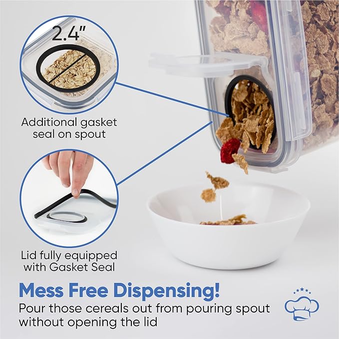 Chef's Path Set of Storage Box - Lunch Box, 8 Labels, Set of Spoons and Marker, Flour Box - BPA-Free Plastic Box (4 L) (4)