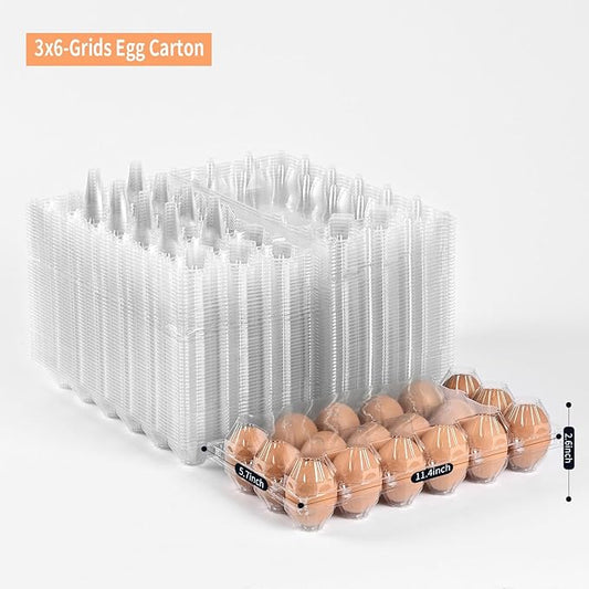 110 Piece Transparent Egg Carton Plastic Egg box Specs 3×6 18 Individuai Plastic Egg Cartons Farm Egg Storage Size11.4×9.5×2.6inch (3x6 18 bulk egg cartons, 110 Pieces)
