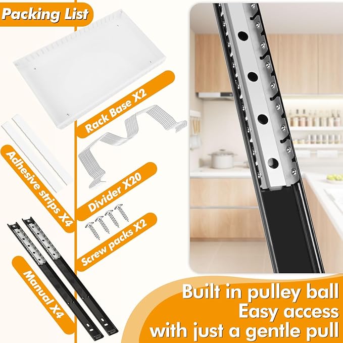 2 Pcs Pull-Out Pots and Pans Organizer Under Cabinet, Pot and Pan Organizers Inside Cabinet for Kitchen Cabinet Storage and Pots Storage Rack Pans Lid Dishes Holder Bakeware Organizer (white)