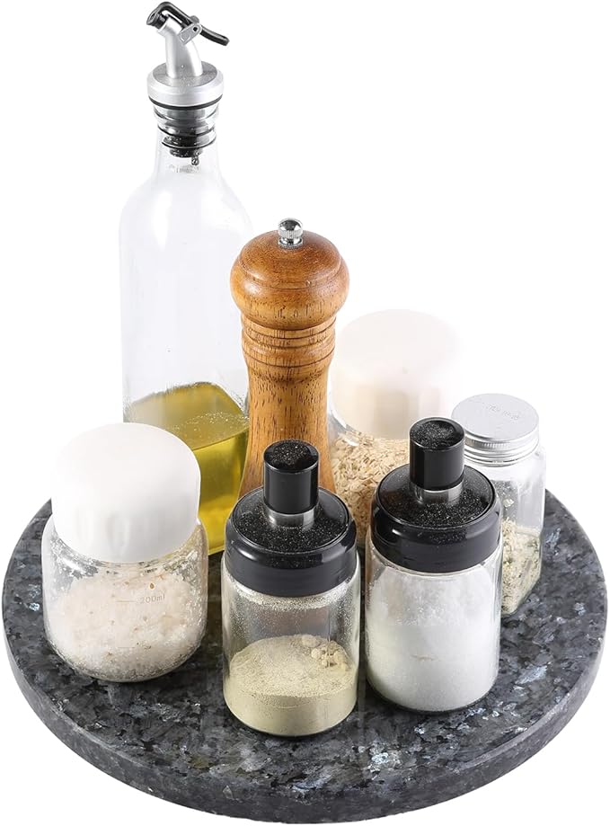 BCS Marble Lazy Susan, 12 in Round Table Top Organizer, Black