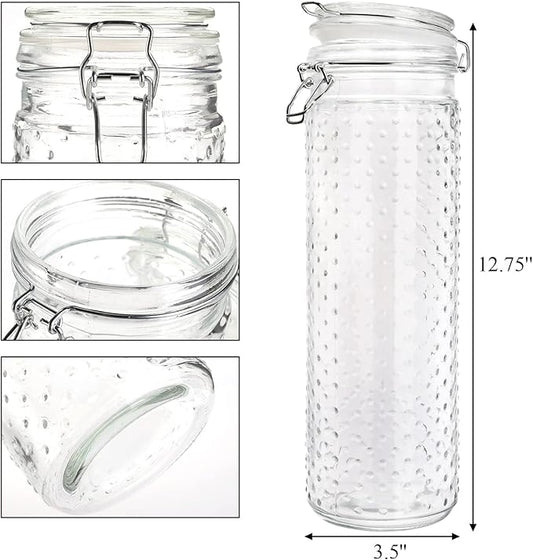Yesland 2 Pcs 60 Oz Glass Food Storage Jar Canister with Airtight Seal Lid - Large Noodle Holder/Spaghetti Storage Container - Cereal Containers for Kitchen Canning, Pasta, Sugar, Beans and Spice