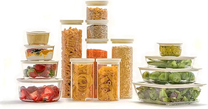 Urban Green Glass Food Storage Jar with Glass Lid, Food Canister Set with Airtight Lids, Pantry Jars for Kitchen Organization, Glass Food Storage Containers in Set of 5