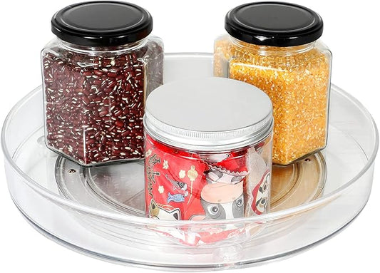 Lazy Susan Condiments Organizer, Spice Rack Storage Turntable for Cabinet,Fridge,Countertop,Pantry,Bathroom,11 inch Round, Clear