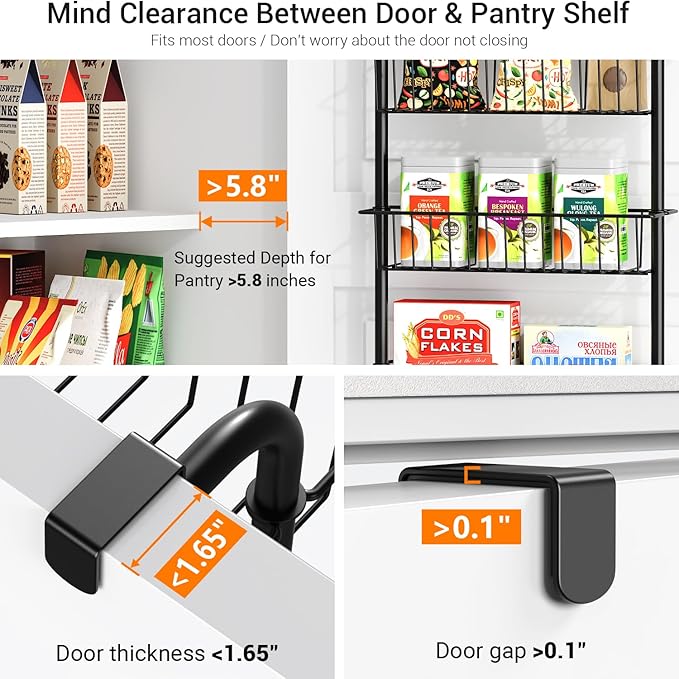 Over The Door Pantry Organizer Spice Rack: 6-Tier Metal over the Door Organizer - Pantry Organization and Storage - Hanging spice Rack Back Of Door Organizers