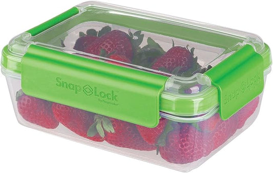 4-Cup Storage Container - Green, SNL-1008G Easy-To-Open, Leak-Proof Silicone Seal, Snap-Off Lid, Stackable, BPA FREE