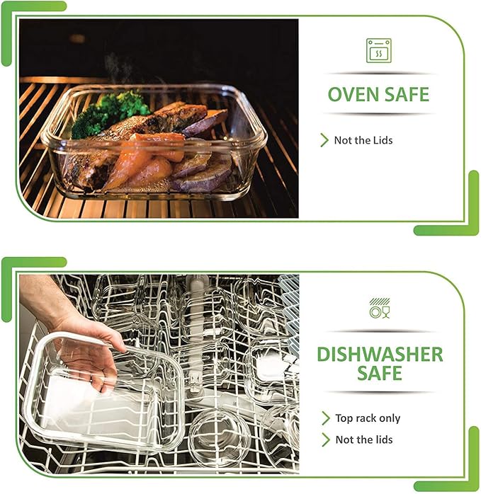 PrepNaturals 13 Pack Glass Meal Prep Containers - Dishwasher Microwave Freezer Oven Safe - Glass Storage Containers with Lids