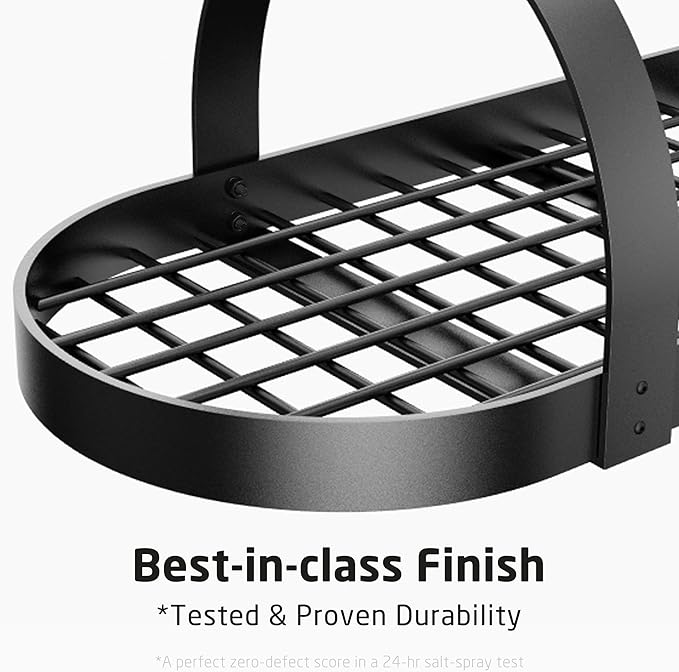 KES 48 Inch Large Hanging Pot Rack, Heavy Duty Oval Pot and Pan Hanging Rack Ceiling Mount, Pot Pan Hangers for Kitchen with 20 Hooks, Matte Black, (For 16" and 24" Stud Mount), KUR225S122-BK