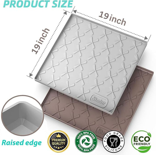 SIKADEER 19" x 19" Under Sink Mat Waterproof, Silicone Mat Kitchen Drawer Shelf and Cabinet Liner, Sink Protector for Kitchen Organizers and Storage, Boot Tray Pet Food Mats