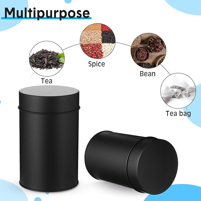 Zopeal 3 Pack Metal Tea Tin Canister with Airtight Double Lids 16 oz Round Tin Can with Lid Double Sealed Small Kitchen Container for Loose Tea Storage Coffee Sugar Candy Herbs and Spices
