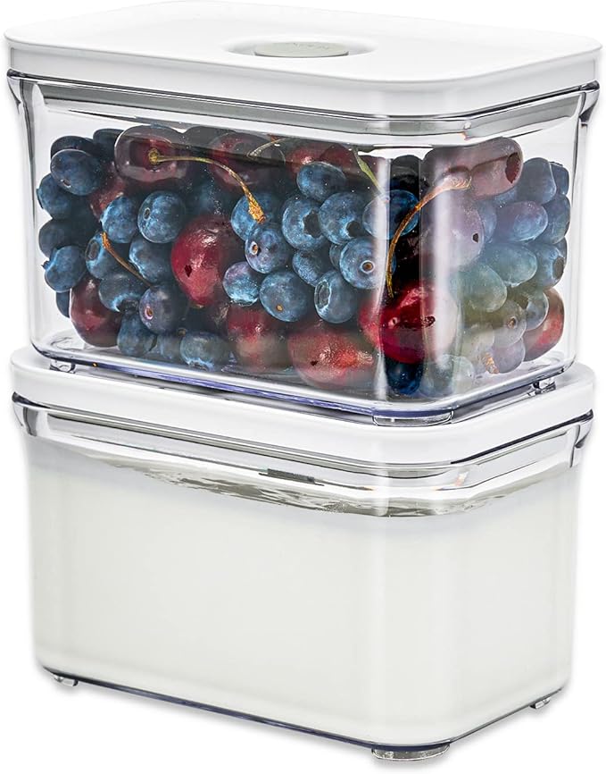 Premium Airtight Food Storage Containers, Rectangular 2PC(1.06qt), Smart One-Click Seal Lid, No Hinges, Patented Double Silicone Lining, 100% Leak Proof, BPA-FREE, Dishwasher, Microwave Safe
