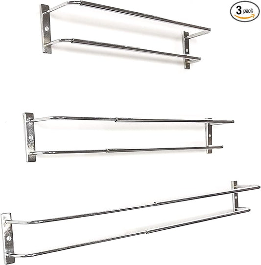 Expandable Rack (chrome, set of 3)-Mount on cabinet door/pantry/wall-Convenient storage for spices, K-cups, medications, acrylic paints & more-Great for use in kitchens, bathrooms & RV/campers