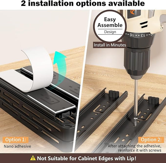 3 Packs Pull Out Spice Rack Organizer for Cabinet, Slide Out Spice Racks Organizer, Easy to Install Spice Cabinet Organizers, 4.33''Wx10.4''Dx8.5''H, Each Tier Hold 10 Spice Jars - 2 Tier