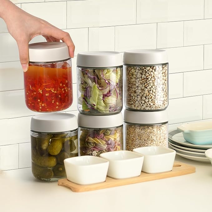 6-Pack 16oz Glass Jars with Lids for Food Storage Meal Prep Airtight