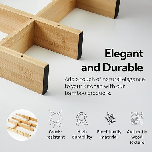 Adjustable Drawer Dividers Pack of 4 with Inserts, Set Kitchen Drawer Organizer for Utensils, Spice Organization, Deep Drawers and Baby Clothes