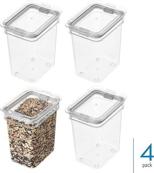 iDesign Small Food Storage Bin with Airtight Lid for Kitchen or Pantry Storage - Set of 4 - Clear