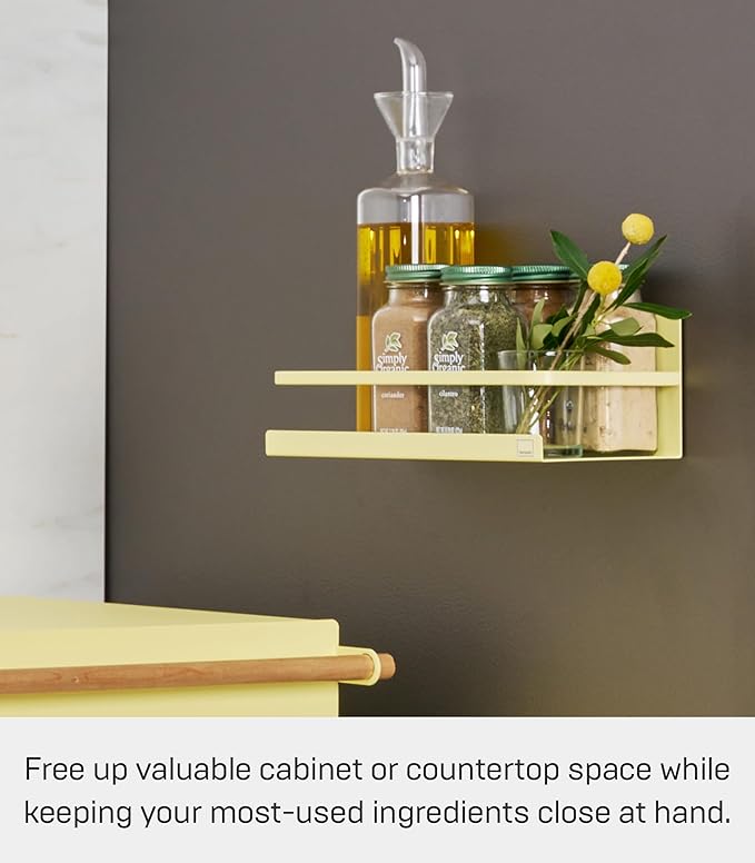 Yamazaki Home Plate Magnetic Spice Storage Rack Organizer for Fridge - Steel
