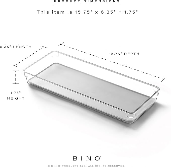 BINO Utensil Tray Storage Bin | Non-Slip Lining and Rubber Feet, Light Grey