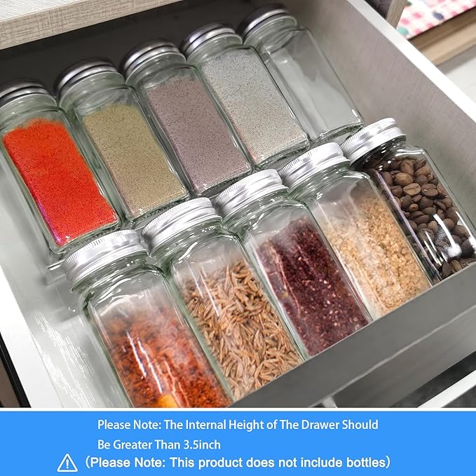 Acrylic Kitchen Spice Rack,Acrylic Spice Organizer,Kitchen Spice Rack Tray for Drawer/Countertop,4 Tier,Organize and Display Your Spices,and Seasonings(Jars not included)(Clear - 9 inch)
