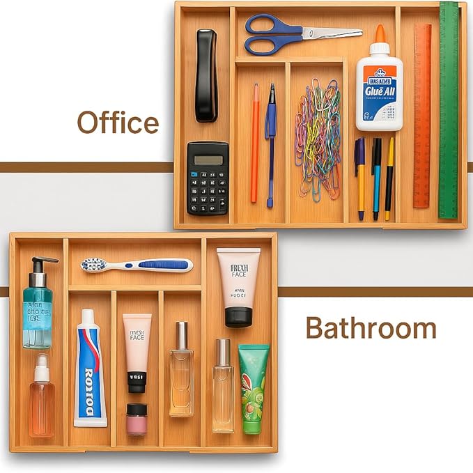 Bambüsi Drawer Organizer - Expandable Kitchen for Utensils, Cutlery, and Silverware (Utensils Utensil)